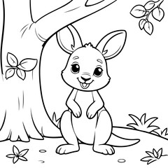 Simple vector illustration of Kangaroo hand drawn for kids page