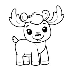 Simple vector illustration of moose for kids coloring page
