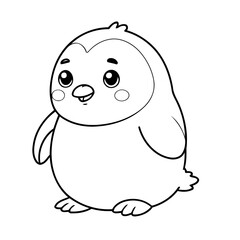 Cute vector illustration Penguin drawing for colouring page