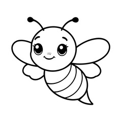 Vector illustration of a cute bee drawing for kids colouring page