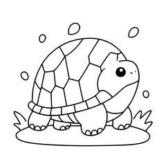 Cute vector illustration Turtle drawing for toddlers colouring page