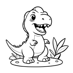 Cute vector illustration TRex colouring page for kids © meastudios