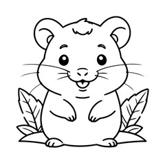 Vector illustration of a cute Hamster drawing colouring activity