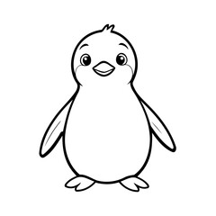 Simple vector illustration of penguin outline for colouring page