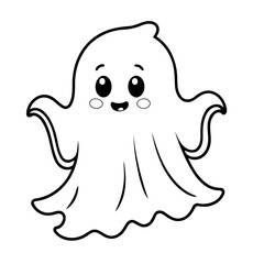 Cute vector illustration Ghost colouring page for kids