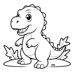 Simple vector illustration of TRex drawing for toddlers colouring page