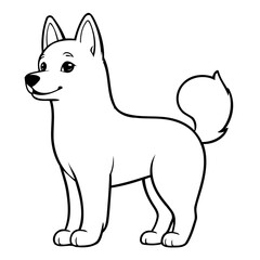 Vector illustration of a cute Husky doodle for toddlers worksheet