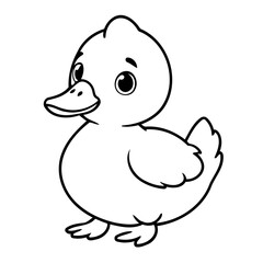 Simple vector illustration of duck hand drawn for kids coloring page