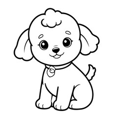 Simple vector illustration of poodle for kids coloring page