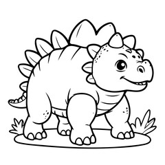 Vector illustration of a cute Ankylosaurus doodle for kids colouring page