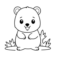 Fototapeta premium Cute vector illustration quokka drawing for children page