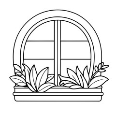 Simple vector illustration of window drawing for children page