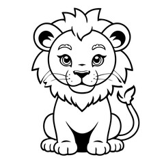 Fototapeta premium Cute vector illustration Lion doodle for toddlers coloring activity