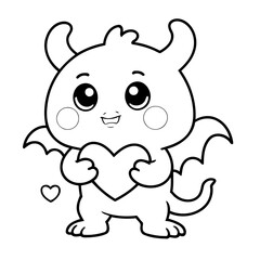 Simple vector illustration of Monster drawing for children page
