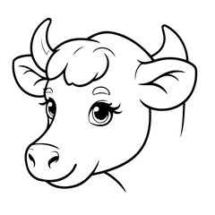 Cute vector illustration Cattle for toddlers colouring page