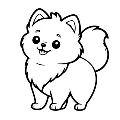 Simple vector illustration of Pomeranian drawing colouring activity