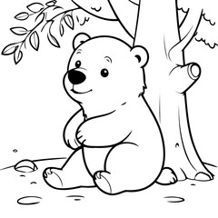 Vector illustration of a cute Polarbear drawing colouring activity