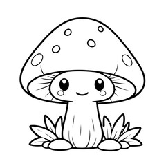 Simple vector illustration of mushroom hand drawn for kids page