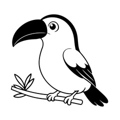 Cute vector illustration Toucan colouring page for kids