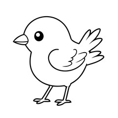 Simple vector illustration of bird drawing for kids colouring page