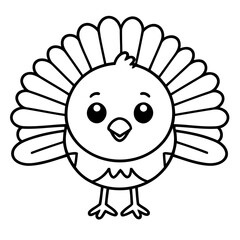 Simple vector illustration of Turkey colouring page for kids