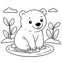 Cute vector illustration Polarbear for toddlers colouring page