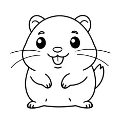Vector illustration of a cute Hamster doodle for toddlers colouring page