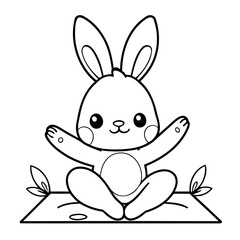 Cute vector illustration Bunny doodle black and white for kids page