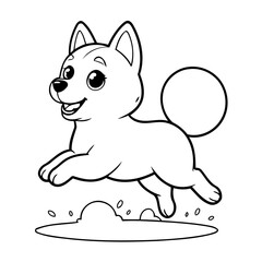 Simple vector illustration of Husky hand drawn for kids page