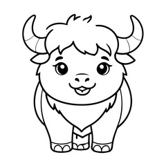 Cute vector illustration Yak drawing for toddlers book