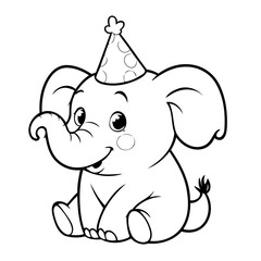 Simple vector illustration of Elephant drawing for toddlers book