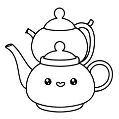 Simple vector illustration of Teapot drawing for kids page