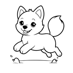 Fototapeta premium Vector illustration of a cute Husky drawing colouring activity