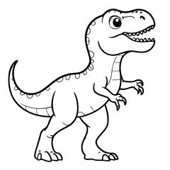 Vector illustration of a cute TRex doodle for children worksheet
