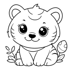 Obraz premium Cute vector illustration Tiger hand drawn for kids page