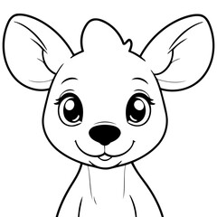 Simple vector illustration of Kangaroo for toddlers colouring page