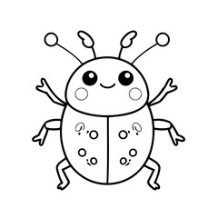 Simple vector illustration of Beetle for kids colouring worksheet