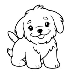 Cute vector illustration Havanese drawing for toddlers coloring activity