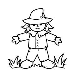 Cute vector illustration Scarecrow for toddlers colouring page