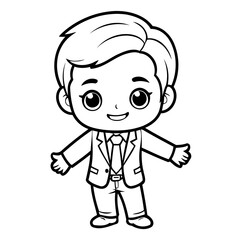 Cute vector illustration Businessman doodle black and white for kids page