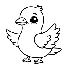 Cute vector illustration pigeon doodle black and white for kids page