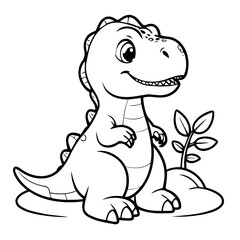Simple vector illustration of TRex drawing colouring activity