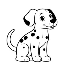 Vector illustration of a cute Dalmatian drawing for kids page