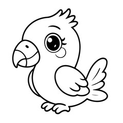 Simple vector illustration of parrot drawing for toddlers colouring page