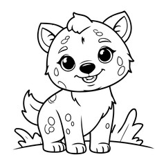 Cute vector illustration Hyena drawing for toddlers colouring page