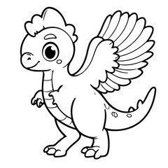 Vector illustration of a cute Dino doodle for kids coloring worksheet