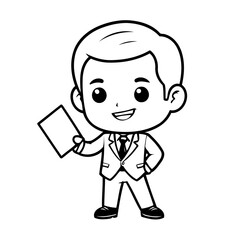 Simple vector illustration of Businessman drawing for toddlers colouring page