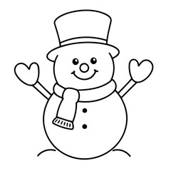 Simple vector illustration of Snowman for toddlers colouring page
