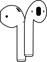 Wireless in ear headphones, vector graphic, graphic resources, high quality, object, technology, futuristic, unique, comfortable, original, volume, audio output, audio input