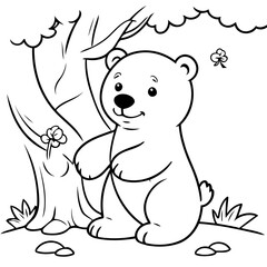 Cute vector illustration Polarbear drawing for toddlers book